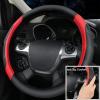 imageCAR PASS Leather Steering Wheel Cover and Waterproof Car Floor MatsMicrofiber Universal Car Combo Fit for 95 SedanSUVCars14515inch Sporty AntiSlip Safety Comfortable DesignCarbon Fiber BlackBlackRed