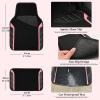 imageCAR PASS Leather Steering Wheel Cover and Waterproof Car Floor MatsMicrofiber Universal Car Combo Fit for 95 SedanSUVCars14515inch Sporty AntiSlip Safety Comfortable DesignCarbon Fiber BlackBlackPink