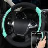 imageCAR PASS Leather Steering Wheel Cover and Waterproof Car Floor MatsMicrofiber Universal Car Combo Fit for 95 SedanSUVCars14515inch Sporty AntiSlip Safety Comfortable DesignCarbon Fiber BlackBlackMint