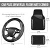 imageCAR PASS Leather Steering Wheel Cover and Waterproof Car Floor MatsMicrofiber Universal Car Combo Fit for 95 SedanSUVCars14515inch Sporty AntiSlip Safety Comfortable DesignCarbon Fiber BlackCarbon Fiber Black