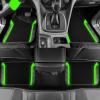 imageCAR PASS Leather Steering Wheel Cover and Waterproof Car Floor MatsMicrofiber Universal Car Combo Fit for 95 SedanSUVCars14515inch Sporty AntiSlip Safety Comfortable DesignCarbon Fiber BlackBlackFluorescence Green