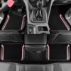 imageCAR PASS Leather Steering Wheel Cover and Waterproof Car Floor MatsMicrofiber Universal Car Combo Fit for 95 SedanSUVCars14515inch Sporty AntiSlip Safety Comfortable DesignCarbon Fiber BlackBlackPink