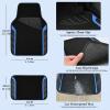 imageCAR PASS Leather Steering Wheel Cover and Waterproof Car Floor MatsMicrofiber Universal Car Combo Fit for 95 SedanSUVCars14515inch Sporty AntiSlip Safety Comfortable DesignCarbon Fiber BlackBlackBlue