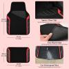 imageCAR PASS Leather Steering Wheel Cover and Waterproof Car Floor MatsMicrofiber Universal Car Combo Fit for 95 SedanSUVCars14515inch Sporty AntiSlip Safety Comfortable DesignCarbon Fiber BlackBlackRed