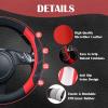 imageCAR PASS Leather Steering Wheel Cover and Waterproof Car Floor MatsMicrofiber Universal Car Combo Fit for 95 SedanSUVCars14515inch Sporty AntiSlip Safety Comfortable DesignCarbon Fiber BlackRed