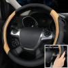 imageCAR PASS Leather Steering Wheel Cover and Waterproof Car Floor MatsMicrofiber Universal Car Combo Fit for 95 SedanSUVCars14515inch Sporty AntiSlip Safety Comfortable DesignCarbon Fiber BlackBlackBeige
