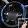 imageCAR PASS Leather Steering Wheel Cover and Waterproof Car Floor MatsMicrofiber Universal Car Combo Fit for 95 SedanSUVCars14515inch Sporty AntiSlip Safety Comfortable DesignCarbon Fiber BlackBlackBlue