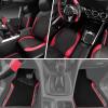 imageCAR PASS Leather Steering Wheel Cover and Waterproof Car Floor MatsMicrofiber Universal Car Combo Fit for 95 SedanSUVCars14515inch Sporty AntiSlip Safety Comfortable DesignCarbon Fiber BlackRed