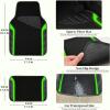 imageCAR PASS Leather Steering Wheel Cover and Waterproof Car Floor MatsMicrofiber Universal Car Combo Fit for 95 SedanSUVCars14515inch Sporty AntiSlip Safety Comfortable DesignCarbon Fiber BlackBlackFluorescence Green