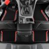 imageCAR PASS Leather Steering Wheel Cover and Waterproof Car Floor MatsMicrofiber Universal Car Combo Fit for 95 SedanSUVCars14515inch Sporty AntiSlip Safety Comfortable DesignCarbon Fiber BlackBlackRed