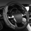 imageCAR PASS Leather Steering Wheel Cover and Waterproof Car Floor MatsMicrofiber Universal Car Combo Fit for 95 SedanSUVCars14515inch Sporty AntiSlip Safety Comfortable DesignCarbon Fiber BlackCarbon Fiber Black