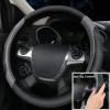 imageCAR PASS Leather Steering Wheel Cover and Waterproof Car Floor MatsMicrofiber Universal Car Combo Fit for 95 SedanSUVCars14515inch Sporty AntiSlip Safety Comfortable DesignCarbon Fiber BlackBlackGray