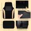 imageCAR PASS Leather Waterproof Sporty Car Floor Mats CarpetUniversal Automotive Floor Mat Fit for Sedans Cars Mid Trucks Vans SUV Set of 4 Black and GrayBlack and Beige
