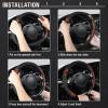 imageCAR PASS Line Rider Microfiber Leather Sporty Steering Wheel Cover Universal Fits for 95 TruckSUVCars14515inch AntiSlip Safety Comfortable Desgin BlackGrayBlack Wood Grain