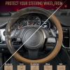 imageCAR PASS Line Rider Microfiber Leather Sporty Steering Wheel Cover Universal Fits for 95 TruckSUVCars14515inch AntiSlip Safety Comfortable Desgin BlackGrayPure Brown