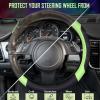 imageCAR PASS Line Rider Microfiber Leather Sporty Steering Wheel Cover Universal Fits for 95 TruckSUVCars14515inch AntiSlip Safety Comfortable Desgin BlackGrayBlackFluorescent Green