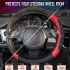 imageCAR PASS Line Rider Microfiber Leather Sporty Steering Wheel Cover Universal Fits for 95 TruckSUVCars14515inch AntiSlip Safety Comfortable Desgin BlackGrayBlackRed