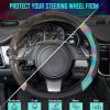 imageCAR PASS Line Rider Microfiber Leather Sporty Steering Wheel Cover Universal Fits for 95 TruckSUVCars14515inch AntiSlip Safety Comfortable Desgin BlackGrayBlackReflective