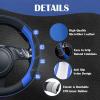 imageCAR PASS Line Rider Microfiber Leather Sporty Steering Wheel Cover Universal Fits for 95 TruckSUVCars14515inch AntiSlip Safety Comfortable Desgin BlackGrayBlackBlue Small Package