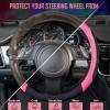 imageCAR PASS Line Rider Microfiber Leather Sporty Steering Wheel Cover Universal Fits for 95 TruckSUVCars14515inch AntiSlip Safety Comfortable Desgin BlackGrayBlack Pink