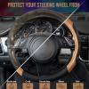 imageCAR PASS Line Rider Microfiber Leather Sporty Steering Wheel Cover Universal Fits for 95 TruckSUVCars14515inch AntiSlip Safety Comfortable Desgin BlackGrayBlackBeige
