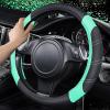 imageCAR PASS Line Rider Microfiber Leather Sporty Steering Wheel Cover Universal Fits for 95 TruckSUVCars14515inch AntiSlip Safety Comfortable Desgin BlackGrayBlackMint