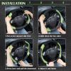 imageCAR PASS Line Rider Microfiber Leather Sporty Steering Wheel Cover Universal Fits for 95 TruckSUVCars14515inch AntiSlip Safety Comfortable Desgin BlackGrayBlackFluorescent Green