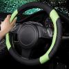 imageCAR PASS Line Rider Microfiber Leather Sporty Steering Wheel Cover Universal Fits for 95 TruckSUVCars14515inch AntiSlip Safety Comfortable Desgin BlackGrayBlackFluorescent Green