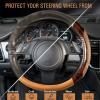 imageCAR PASS Line Rider Microfiber Leather Sporty Steering Wheel Cover Universal Fits for 95 TruckSUVCars14515inch AntiSlip Safety Comfortable Desgin BlackGrayBeige Wood Grain