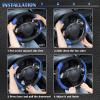 imageCAR PASS Line Rider Microfiber Leather Sporty Steering Wheel Cover Universal Fits for 95 TruckSUVCars14515inch AntiSlip Safety Comfortable Desgin BlackGrayBlackBlue Small Package