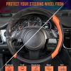 imageCAR PASS Line Rider Microfiber Leather Sporty Steering Wheel Cover Universal Fits for 95 TruckSUVCars14515inch AntiSlip Safety Comfortable Desgin BlackGrayBlackOrange