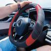 imageCAR PASS Line Rider Microfiber Leather Sporty Steering Wheel Cover Universal Fits for 95 TruckSUVCars14515inch AntiSlip Safety Comfortable Desgin BlackGrayBlackRed
