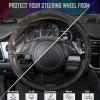 imageCAR PASS Line Rider Microfiber Leather Sporty Steering Wheel Cover Universal Fits for 95 TruckSUVCars14515inch AntiSlip Safety Comfortable Desgin BlackGrayBlackCarbon Fiber