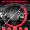 imageCAR PASS Line Rider Microfiber Leather Sporty Steering Wheel Cover Universal Fits for 95 TruckSUVCars14515inch AntiSlip Safety Comfortable Desgin BlackGrayRedCarbon Fiber