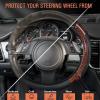 imageCAR PASS Line Rider Microfiber Leather Sporty Steering Wheel Cover Universal Fits for 95 TruckSUVCars14515inch AntiSlip Safety Comfortable Desgin BlackGrayBlack Wood Grain