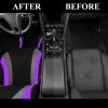 imageCAR PASS Line Rider Sporty Car Seat Covers Full Set with 4Pcs Waterproof Car Floor Mats Universal Fit Airbag Compatible Automotive Interior Covers for Sedans TrucksVansSUV Combo Set Black ampamp GrayBlack  Purple