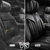 imageCAR PASS Nappa PU Leather Seat Covers Full Set Cushioned 3D Foam Leather seat Covers Waterproof LuxuryUniversal Fit for SUV Pickup Trucks Full Coverage Black and CharcoalBlack and Charcoal