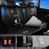 imageCAR PASS Nappa PU Leather Seat Covers Full Set Cushioned 3D Foam Leather seat Covers Waterproof LuxuryUniversal Fit for SUV Pickup Trucks Full Coverage Black and CharcoalBlack Blue