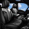imageCAR PASS Nappa PU Leather Seat Covers Full Set Cushioned 3D Foam Leather seat Covers Waterproof LuxuryUniversal Fit for SUV Pickup Trucks Full Coverage Black and CharcoalBlack Silver