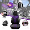 imageCAR PASS Nappa PU Leather Seat Covers Full Set Cushioned 3D Foam Leather seat Covers Waterproof LuxuryUniversal Fit for SUV Pickup Trucks Full Coverage Black and CharcoalBlack Purple