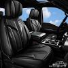 imageCAR PASS Nappa PU Leather Seat Covers Full Set Cushioned 3D Foam Leather seat Covers Waterproof LuxuryUniversal Fit for SUV Pickup Trucks Full Coverage Black and CharcoalBlack