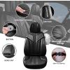 imageCAR PASS Nappa PU Leather Seat Covers Full Set Cushioned 3D Foam Leather seat Covers Waterproof LuxuryUniversal Fit for SUV Pickup Trucks Full Coverage Black and CharcoalBlack and Charcoal