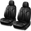 imageCAR PASS Nappa PU Leather Seat Covers Full Set Cushioned 3D Foam Leather seat Covers Waterproof LuxuryUniversal Fit for SUV Pickup Trucks Full Coverage Black and CharcoalBlack and Black