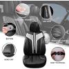 imageCAR PASS Nappa PU Leather Seat Covers Full Set Cushioned 3D Foam Leather seat Covers Waterproof LuxuryUniversal Fit for SUV Pickup Trucks Full Coverage Black and CharcoalBlack and Silver