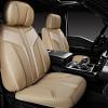 imageCAR PASS Nappa PU Leather Seat Covers Full Set Cushioned 3D Foam Leather seat Covers Waterproof LuxuryUniversal Fit for SUV Pickup Trucks Full Coverage Black and CharcoalFull Set Beige