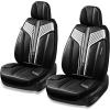 imageCAR PASS Nappa PU Leather Seat Covers Full Set Cushioned 3D Foam Leather seat Covers Waterproof LuxuryUniversal Fit for SUV Pickup Trucks Full Coverage Black and CharcoalBlack and Silver