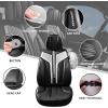 imageCAR PASS Nappa PU Leather Seat Covers Full Set Cushioned 3D Foam Leather seat Covers Waterproof LuxuryUniversal Fit for SUV Pickup Trucks Full Coverage Black and CharcoalBlack Silver