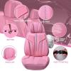 imageCAR PASS Nappa PU Leather Seat Covers Full Set Cushioned 3D Foam Leather seat Covers Waterproof LuxuryUniversal Fit for SUV Pickup Trucks Full Coverage Black and CharcoalPink