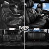 imageCAR PASS Nappa PU Leather Seat Covers Full Set Cushioned 3D Foam Leather seat Covers Waterproof LuxuryUniversal Fit for SUV Pickup Trucks Full Coverage Black and CharcoalBlack