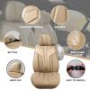 imageCAR PASS Nappa PU Leather Seat Covers Full Set Cushioned 3D Foam Leather seat Covers Waterproof LuxuryUniversal Fit for SUV Pickup Trucks Full Coverage Black and CharcoalFull Set Beige